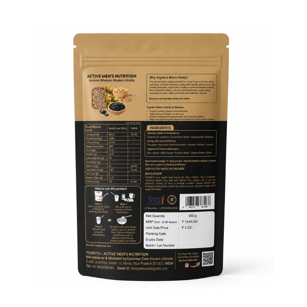 YOGRITU — For Men | Shilajit, Safed Musli, Kaunch Beej (Mucuna Pruriens), Gokshura (Tribulus ) ,  Methi  (Fenugreek)